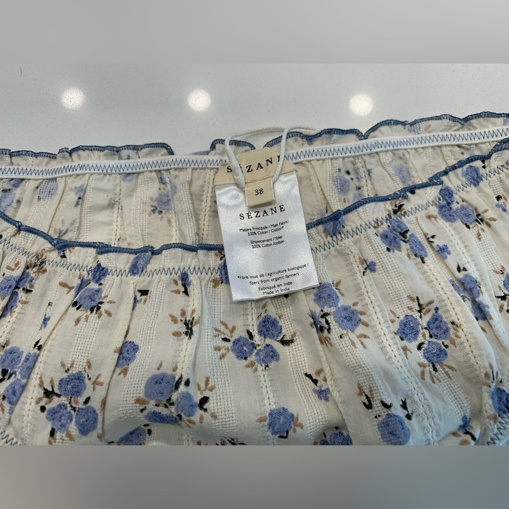 Sezane Blooming Pants in Blue Mini Rose - Picture 5 of 5
